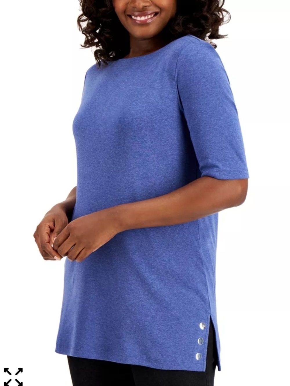 Karen Scott Embellished Tunic Size Extra Large Relaxed Fit Heather Blue Summer